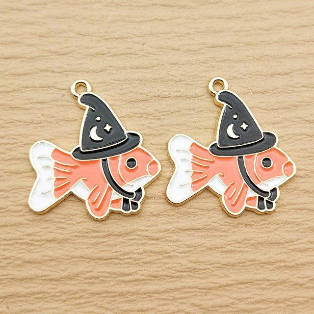 10pcs Colorful Cartoon Fish Charms for DIY Jewelry Making