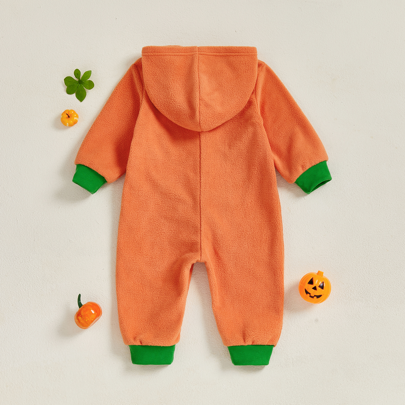 Unisex Pumpkin Romper Baby Halloween Costume – Cute Long Sleeve Hooded Jumpsuit - Image 3