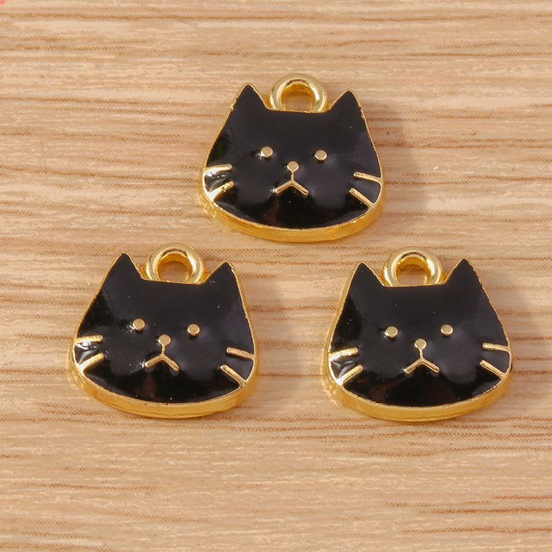 10pcs 11x11mm Cartoon Cat Charms Enamel Pendants for Jewelry Making DIY Crafts - Image 5