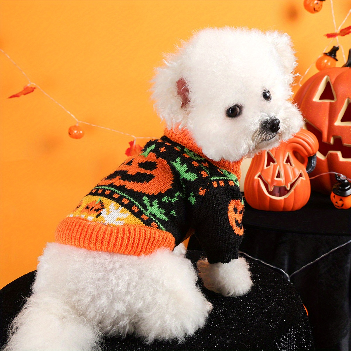 Halloween Pumpkin Pet Sweater - Image 2