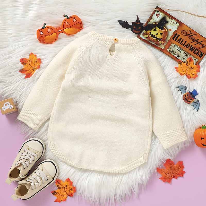 Halloween Pumpkin Baby Bodysuit Knit Romper - Cute Long Sleeve Jumpsuit for Infants 0-18M - Image 2