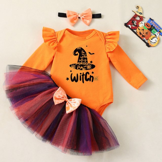 My First Halloween Baby Ghost Costume with Tutu & Headband
