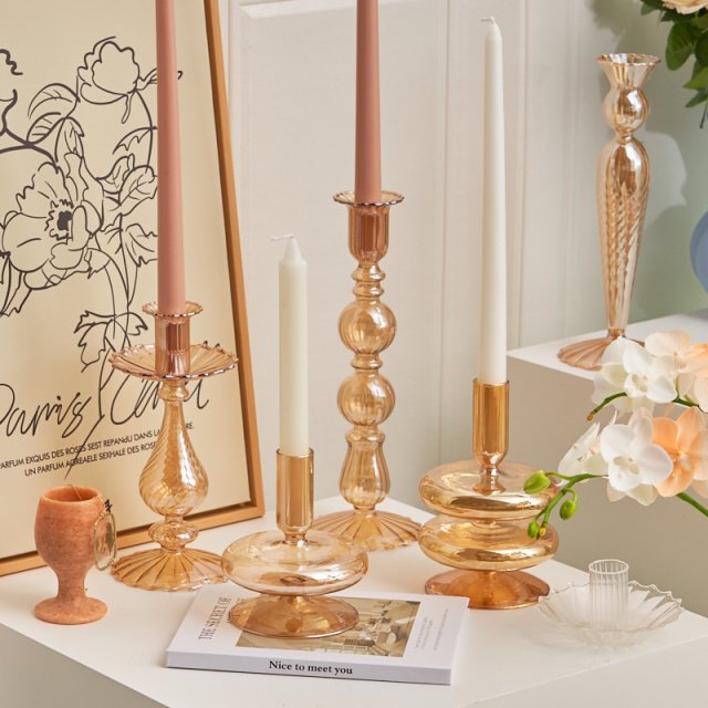 Glass Taper Candle Holder – Elegant Borosilicate Vase for Home & Wedding Decor
