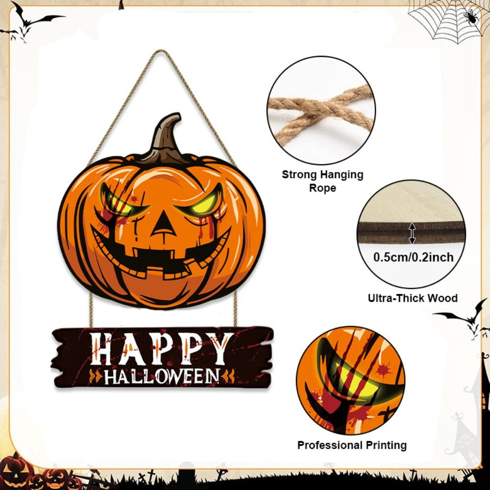 Wooden Halloween Pumpkin Door Sign - Image 5