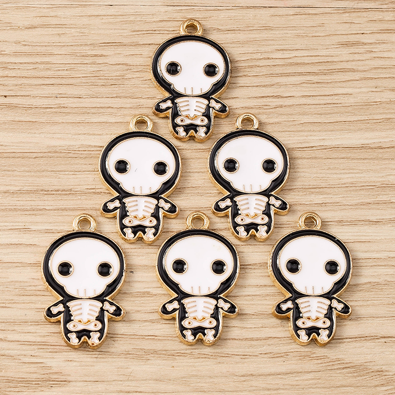 Halloween Skeleton Enamel Charms Pendants for DIY Jewelry Making - Image 3