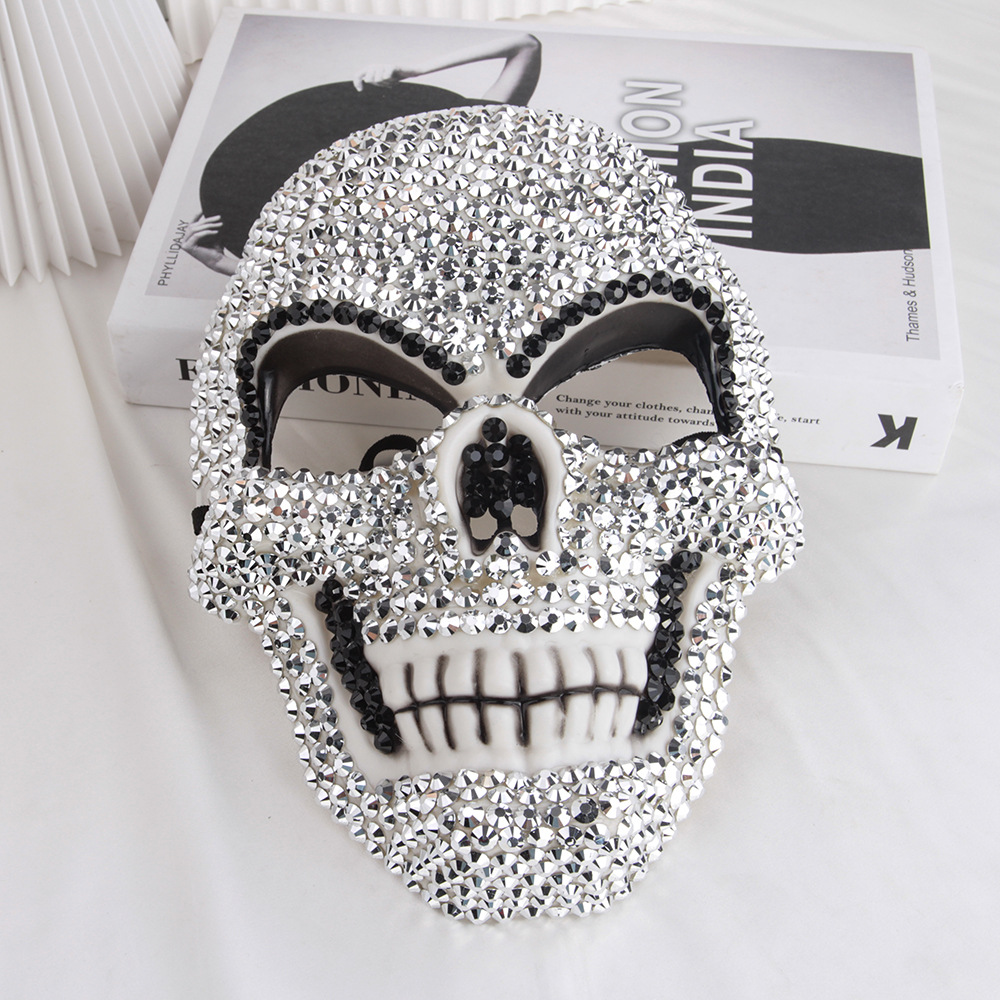Shiny Skull Rhinestone Masquerade Mask for Halloween & Cosplay - Image 2
