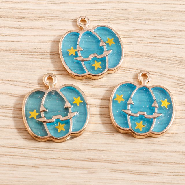 10pcs Enamel Halloween Pumpkin Charms Pendants for DIY Jewelry Crafts