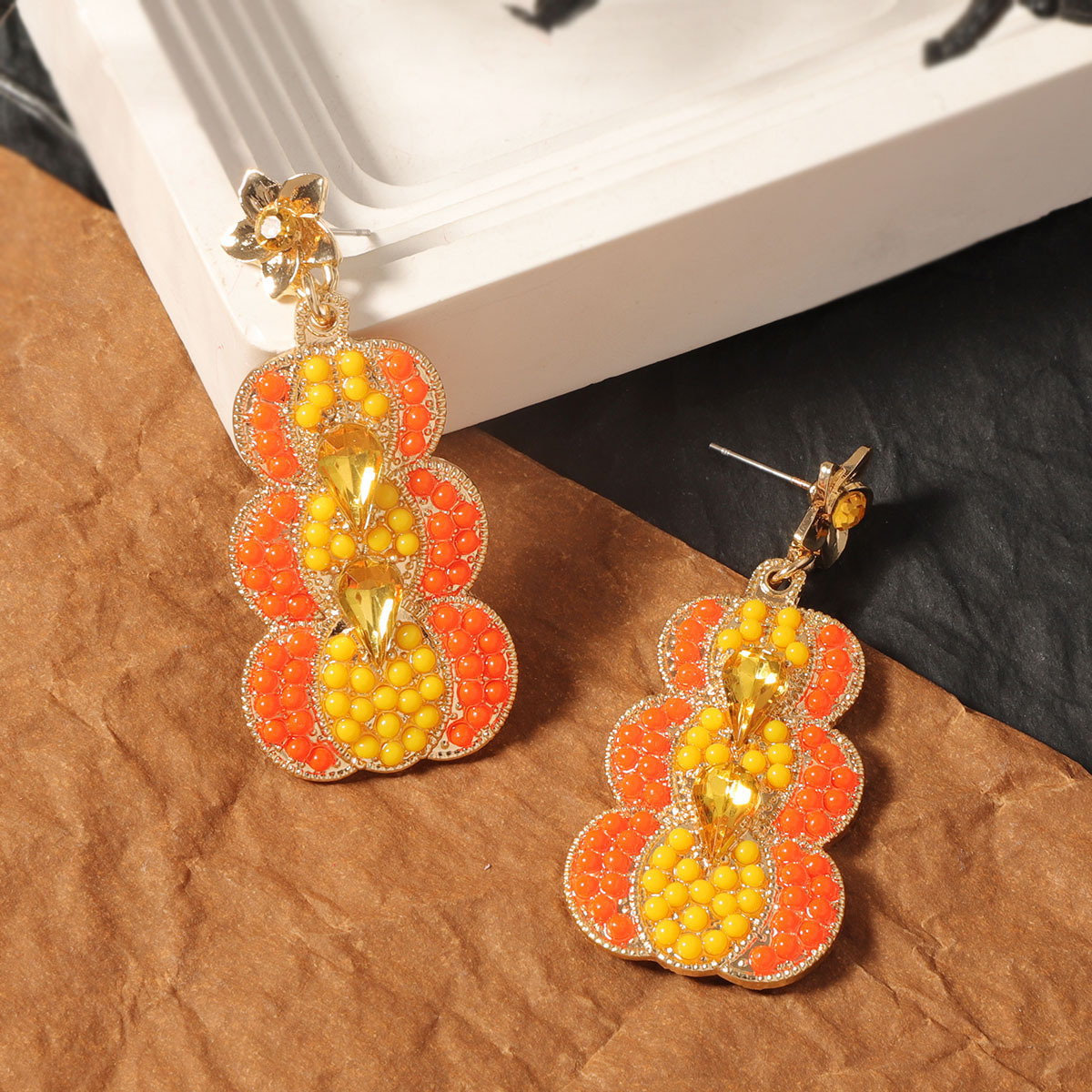 Halloween Pumpkin Alloy Drop Earrings - Image 2