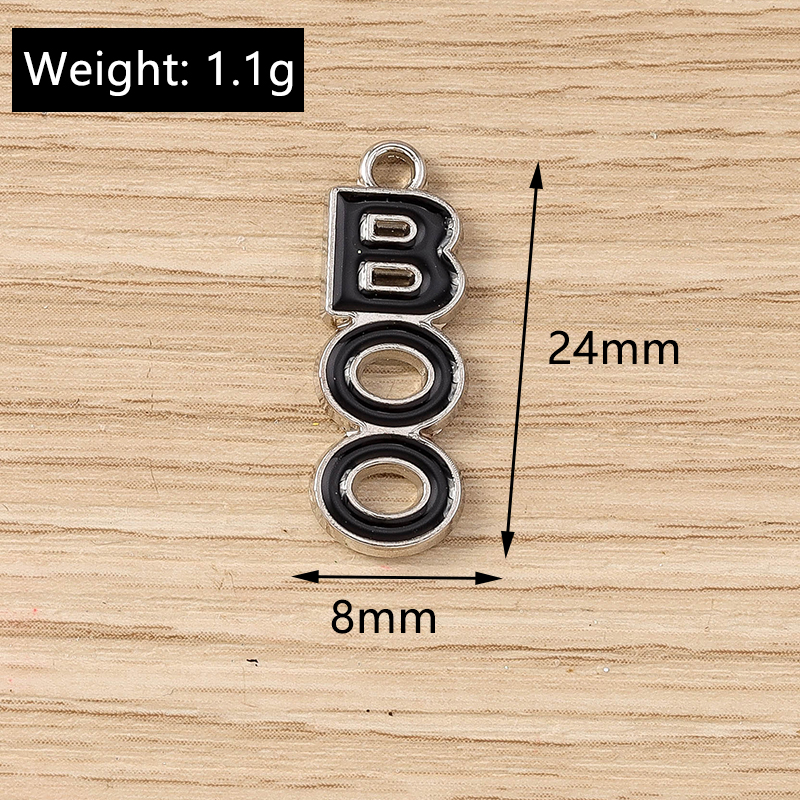 10pcs Enamel BOO Letter Charms Pendants for DIY Jewelry Making 8x24mm - Image 6