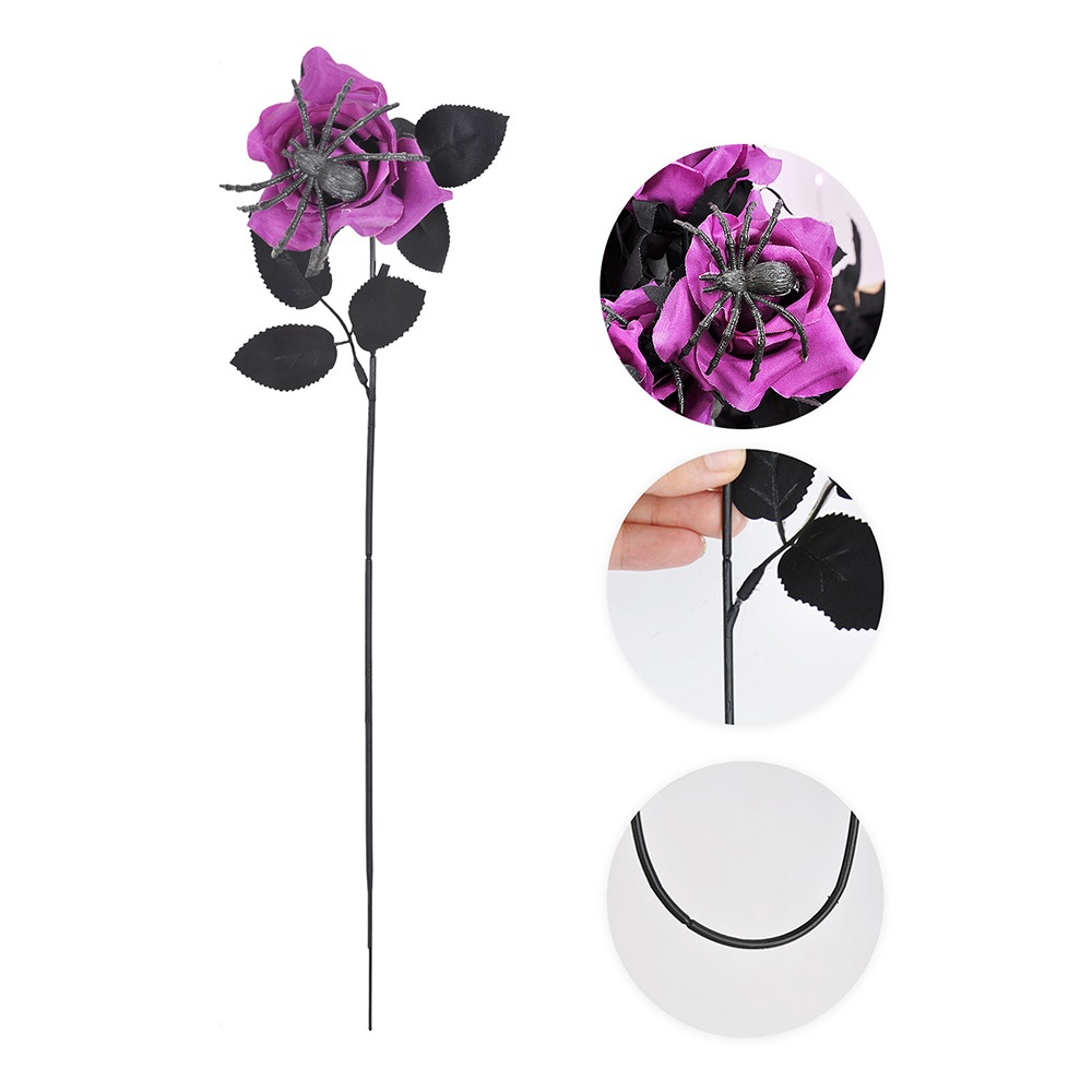 Halloween Gothic Artificial Rose with Spider - Image 5