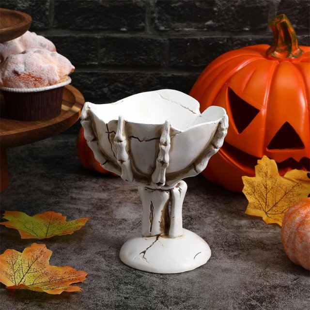 Halloween Skeleton Hand Candy Bowl - Spooky Decor for Parties