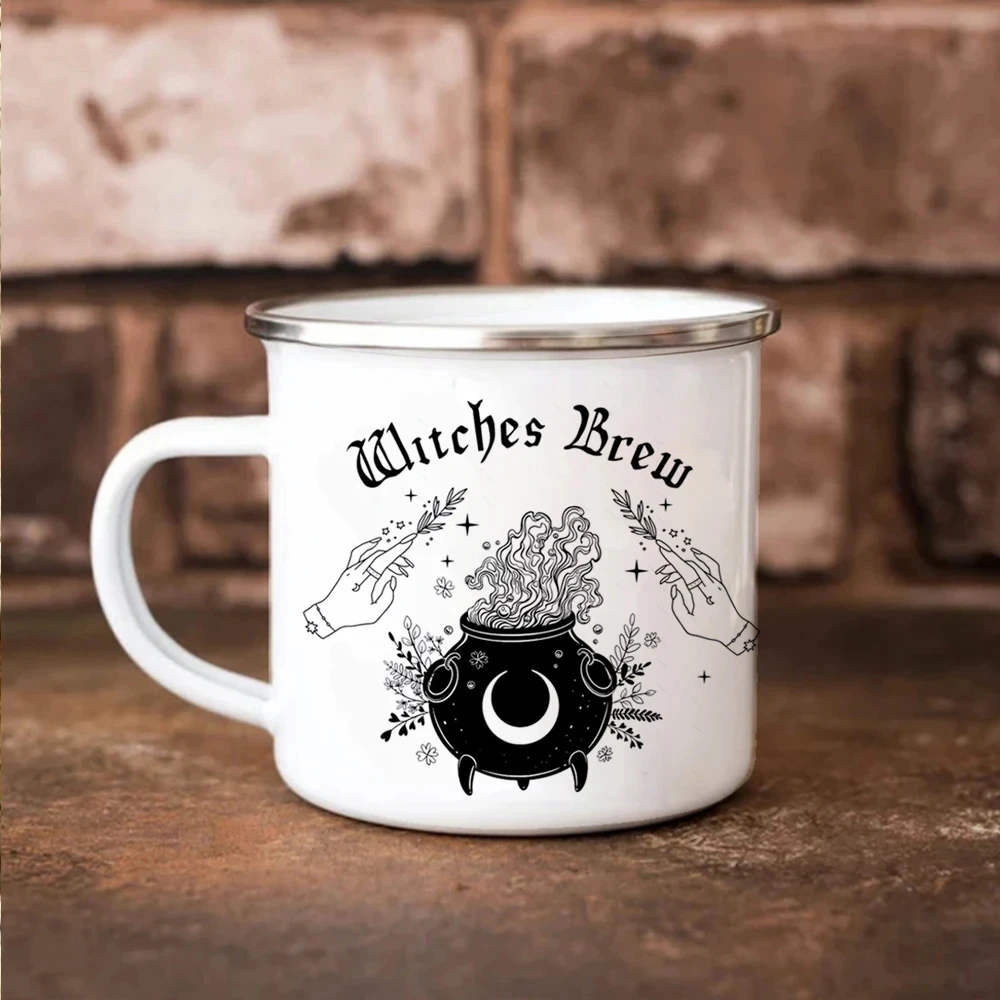 Witches Brew Enamel Mug - 12oz Halloween Camping Coffee Mug, Birthday Gift for Friends