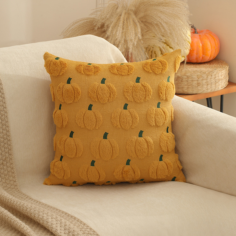 Autumn Pumpkin Embroidered Plush Cushion Covers Set of 2 – 18x18 Inch - Image 5