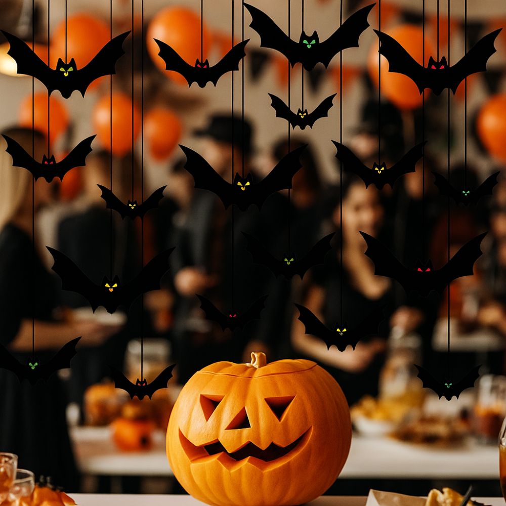 Realistic Hanging Bat Decorations for Halloween Parties - Image 2