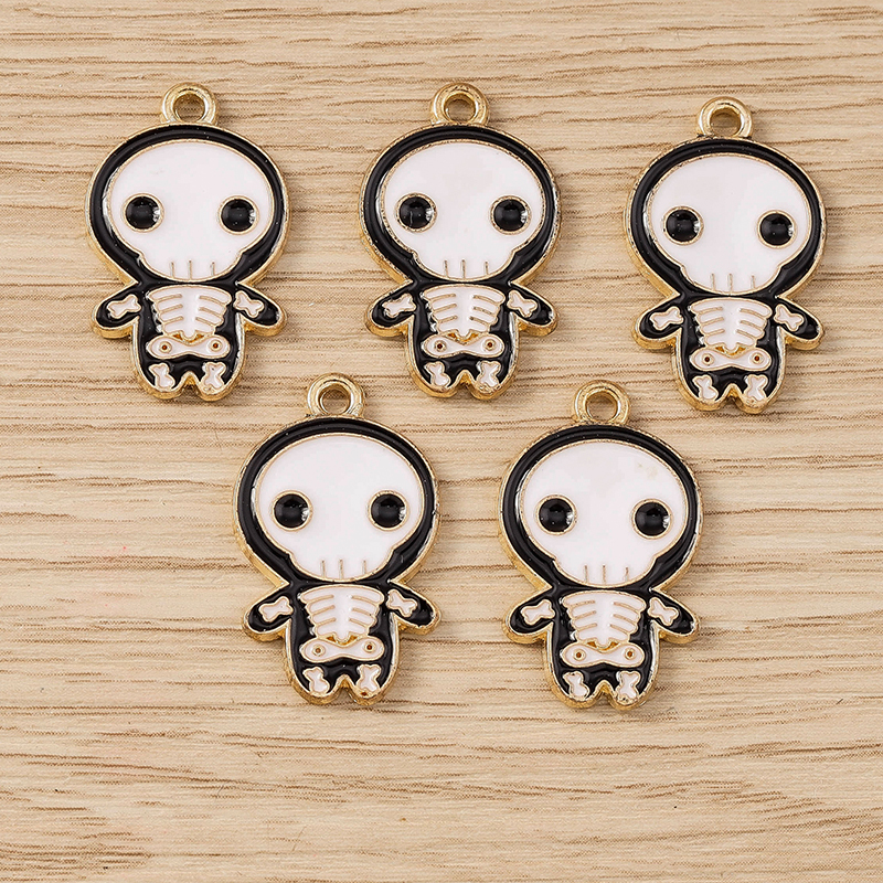 Halloween Skeleton Enamel Charms Pendants for DIY Jewelry Making - Image 4