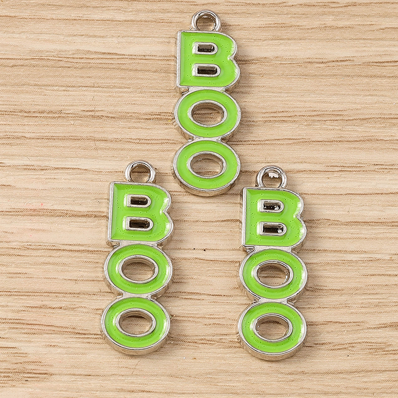 10pcs Enamel BOO Letter Charms Pendants for DIY Jewelry Making 8x24mm - Image 2