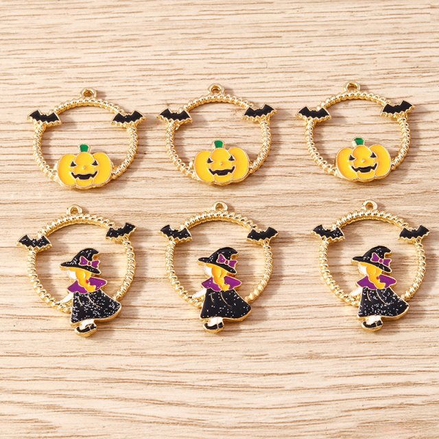10pcs Halloween Witch Pumpkin Charms for Jewelry Making DIY Crafts