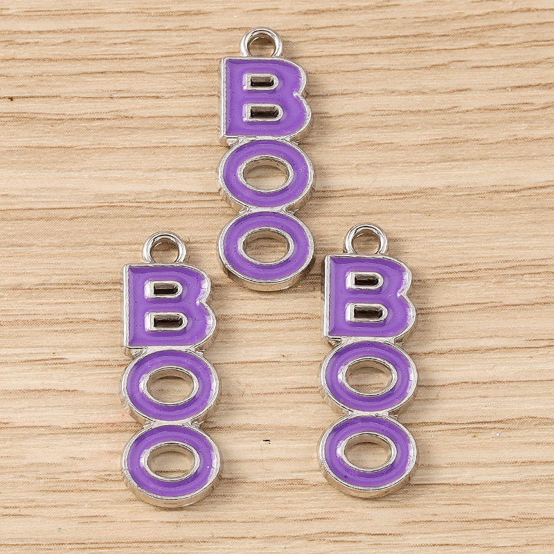 10pcs Enamel BOO Letter Charms Pendants for DIY Jewelry Making 8x24mm - Image 4