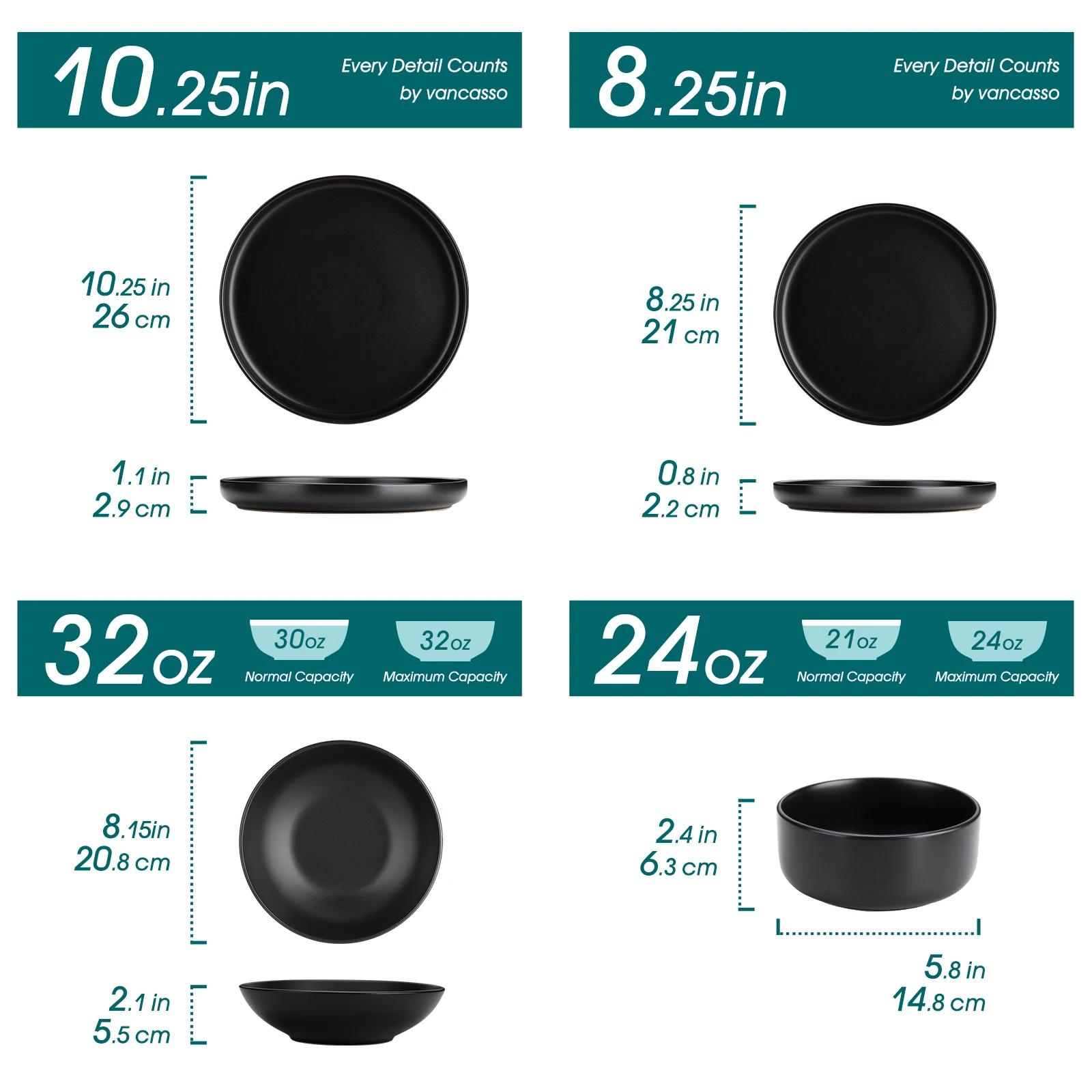 16-Piece Black Ceramic Dinnerware Set - Image 7
