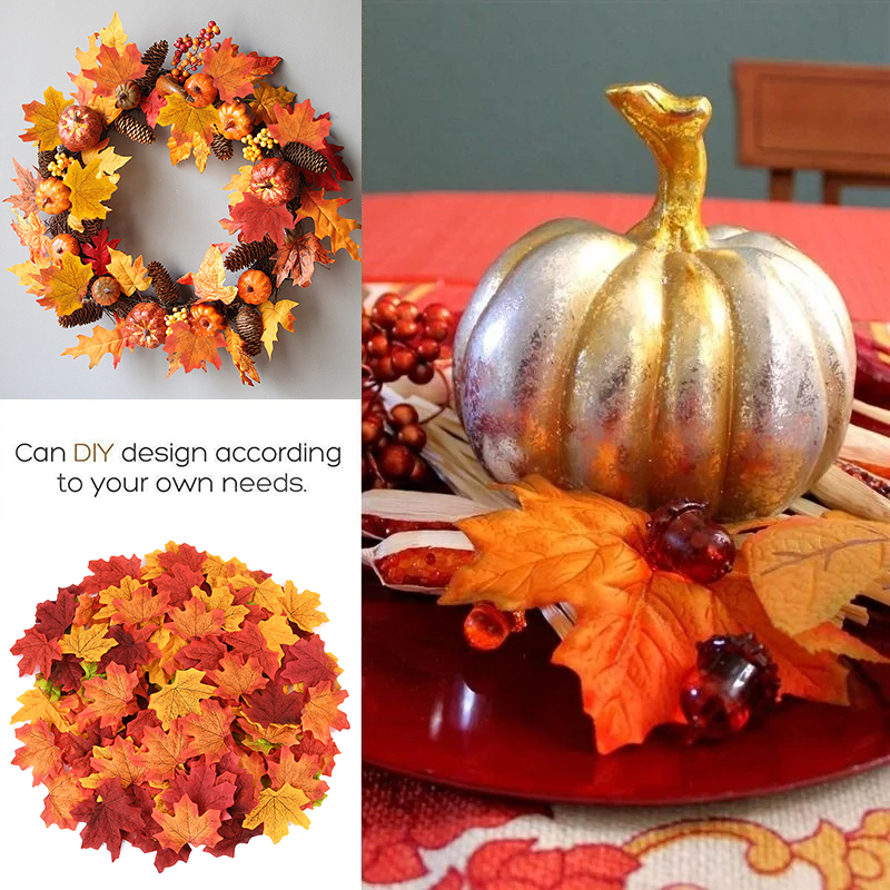 100 Pcs Artificial Maple Leaves - Perfect for Fall Decorations - Image 4