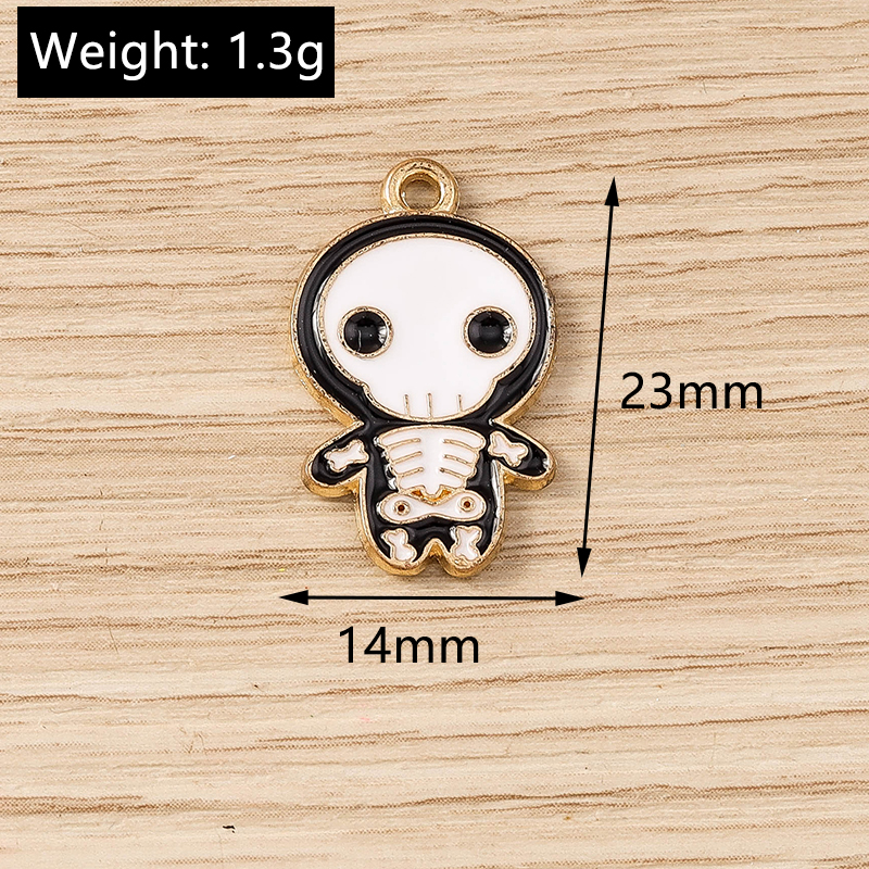 Halloween Skeleton Enamel Charms Pendants for DIY Jewelry Making - Image 6