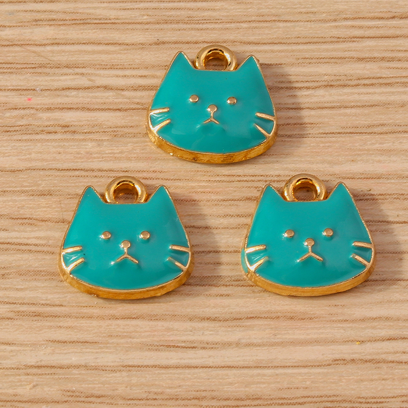 10pcs 11x11mm Cartoon Cat Charms Enamel Pendants for Jewelry Making DIY Crafts - Image 3