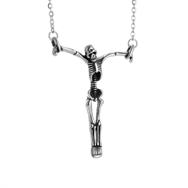 Gothic Crucifixion Skull Pendant – Vintage Demon Necklace for Men - Image 5