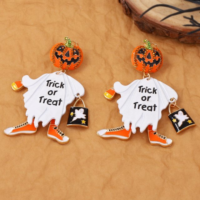 Halloween Pumpkin Man Dangle Earrings – Whimsical Party Jewelry