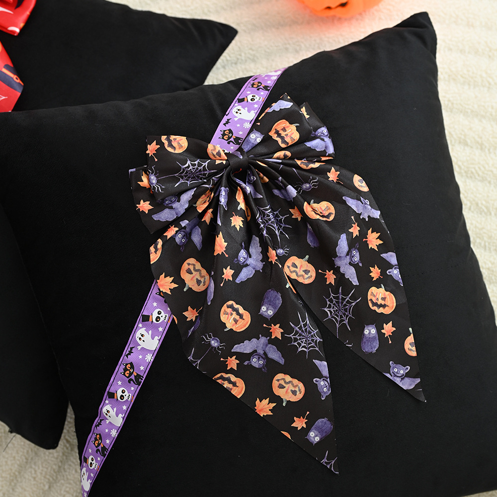Halloween Day of The Dead Lace Pillow Cover 18x18 Inch Pumpkin Bat Decor - Image 5