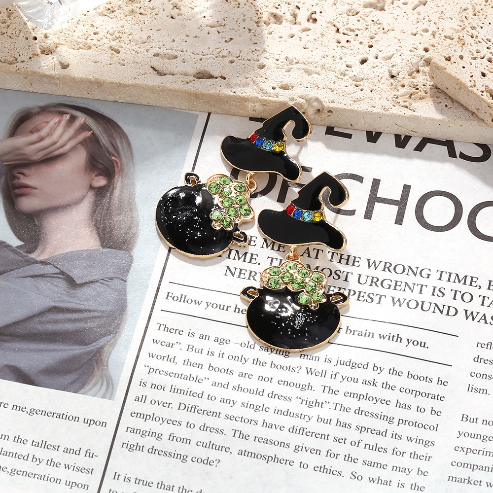 Halloween Wizard Hat Drop Earrings - Image 2