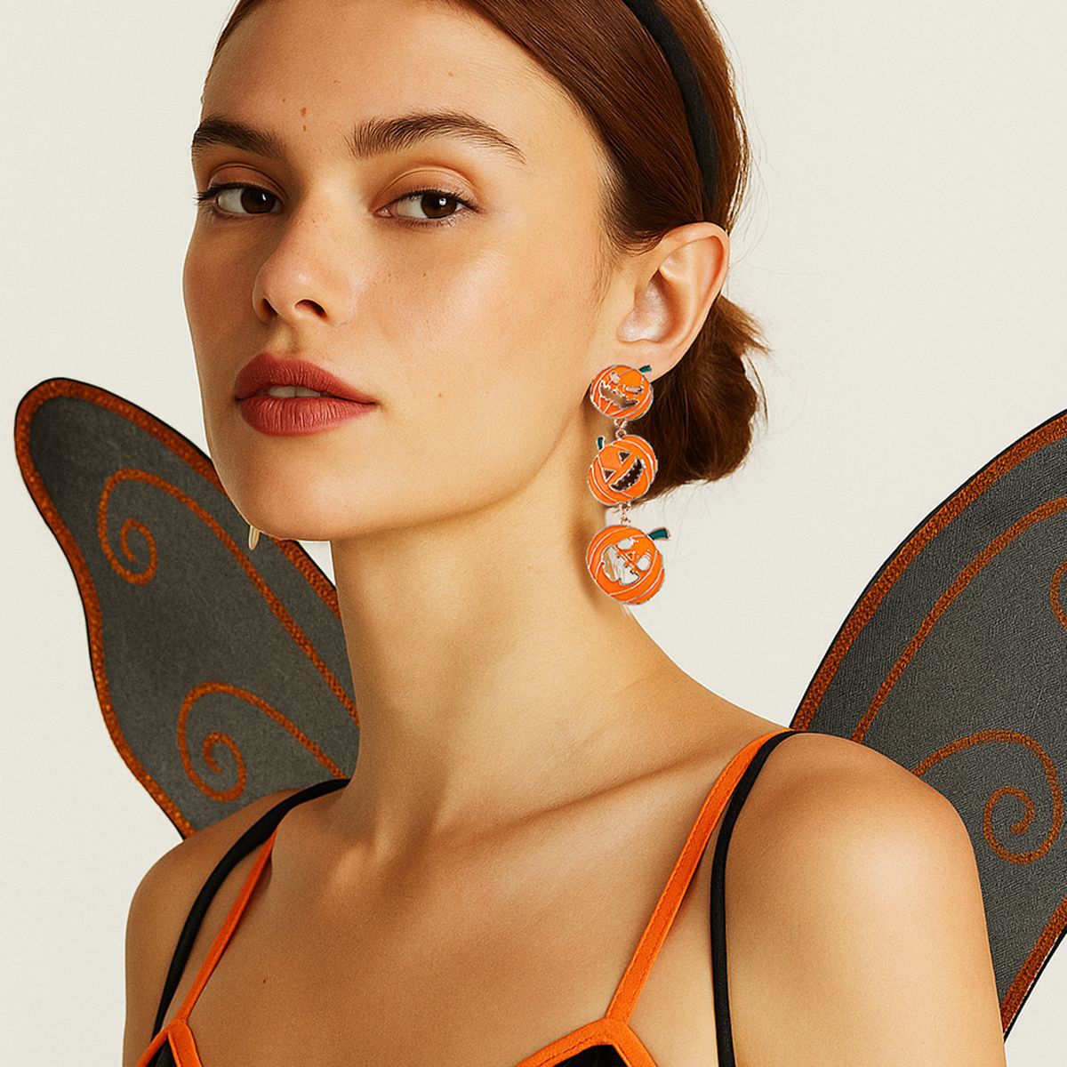 Halloween Pumpkin Ghost Earrings - Image 2
