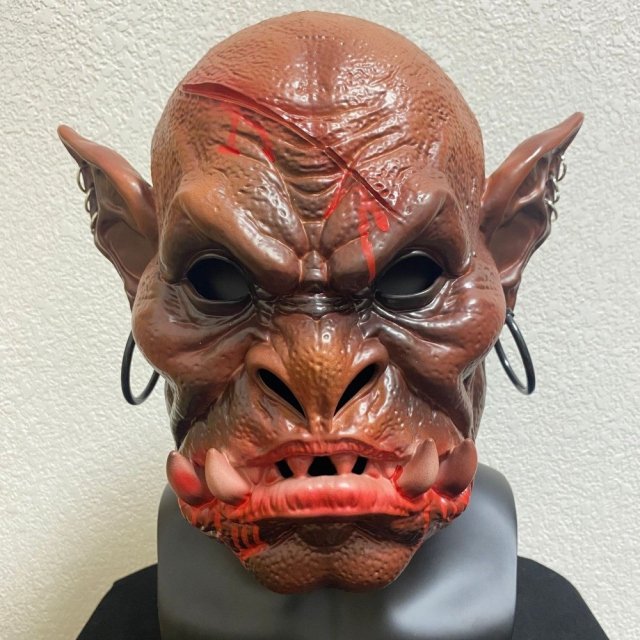 Realistic Halloween Orc Mask – Scary Hand-Painted Horror Cosplay Mask