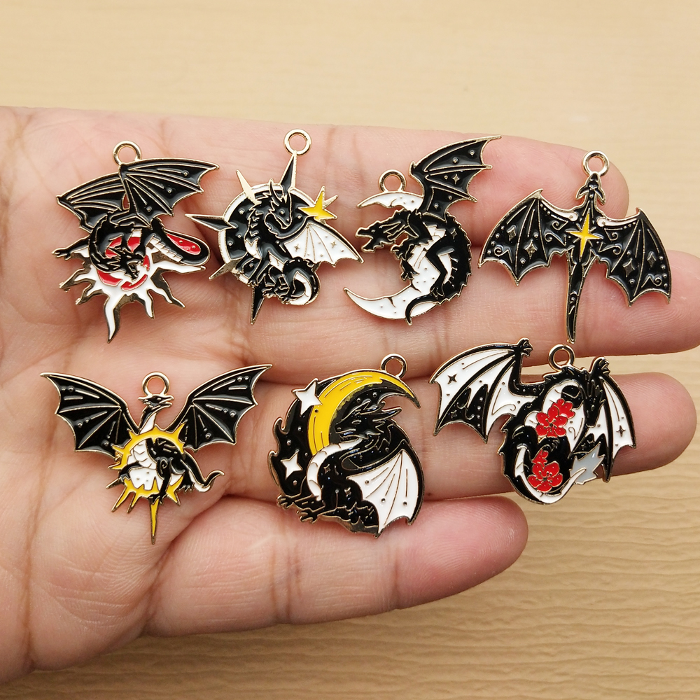10-Piece Gold Plated Dragon Charms for Jewelry Making