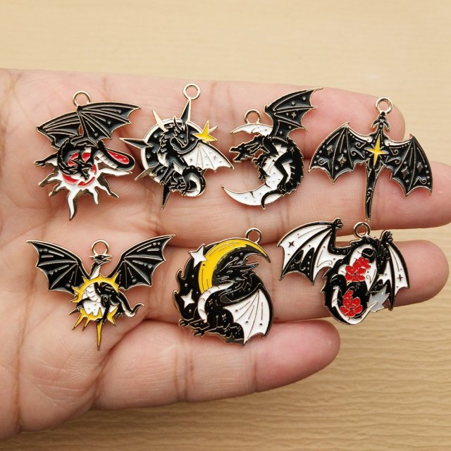 10-Piece Gold Plated Dragon Charms for Jewelry Making