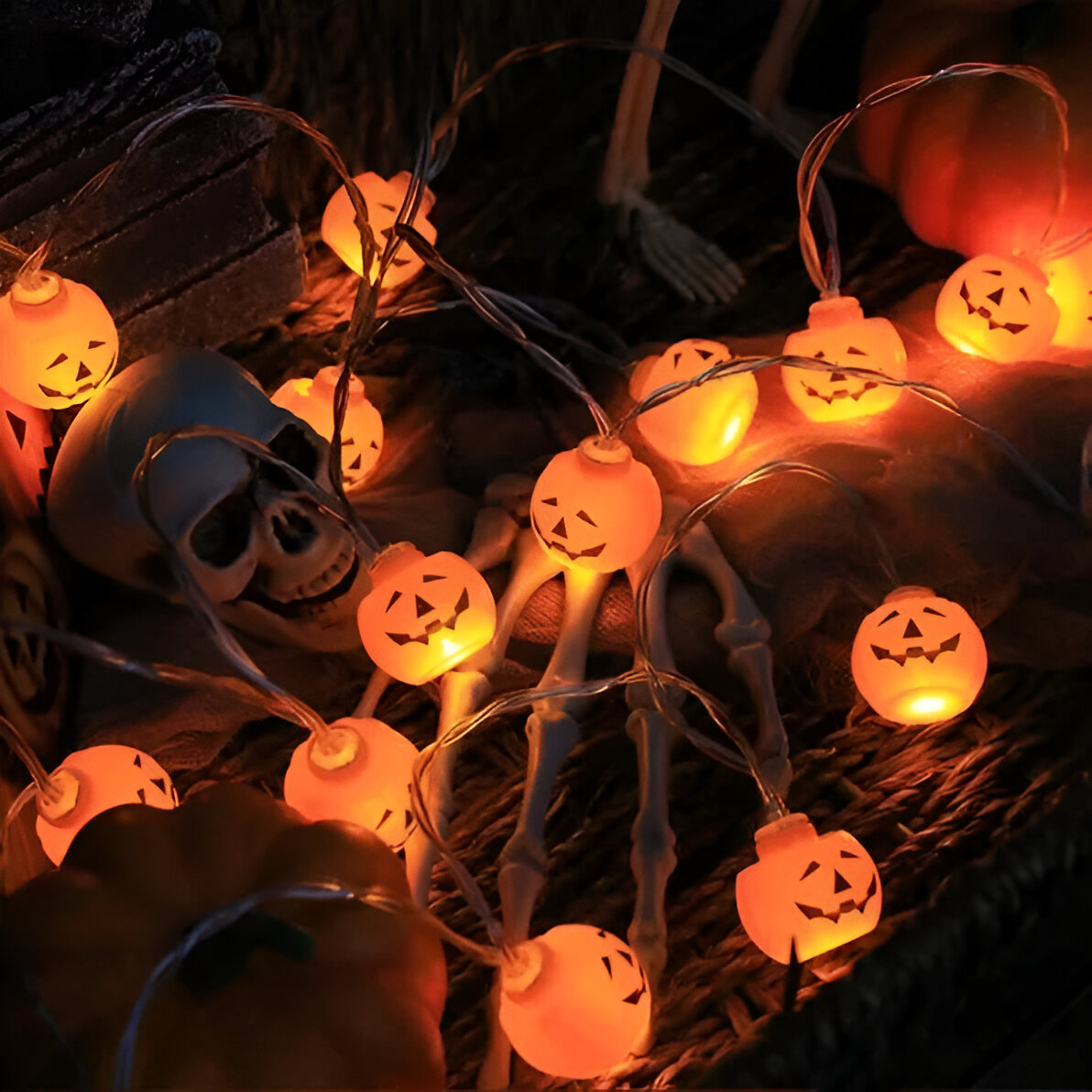 Halloween LED String Lights - Pumpkin, Ghost, Skull & Eyeball Lanterns - Image 5