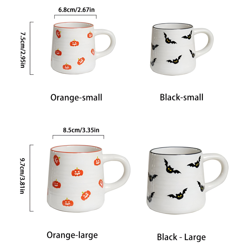 Halloween Ceramic Mug - Pumpkin & Bat Pattern Espresso Cup for Drinks & Decor - Image 7