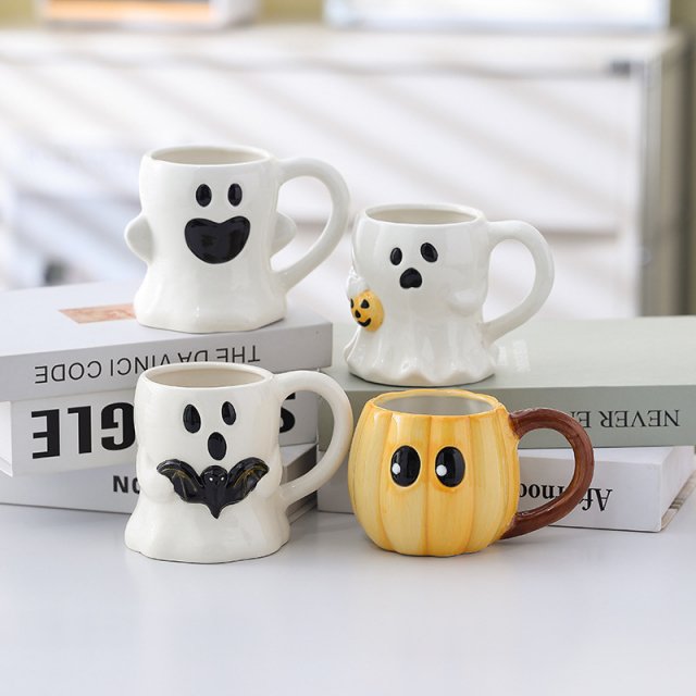 Halloween Ghost Pumpkin Ceramic Mug – Cute Drinkware for Home & Office