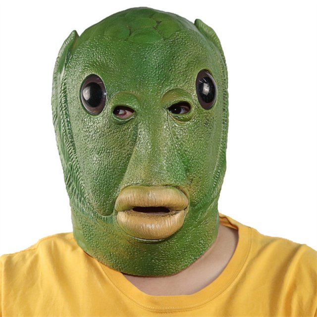 Funny Green Fish Mask for Halloween and Costume Parties