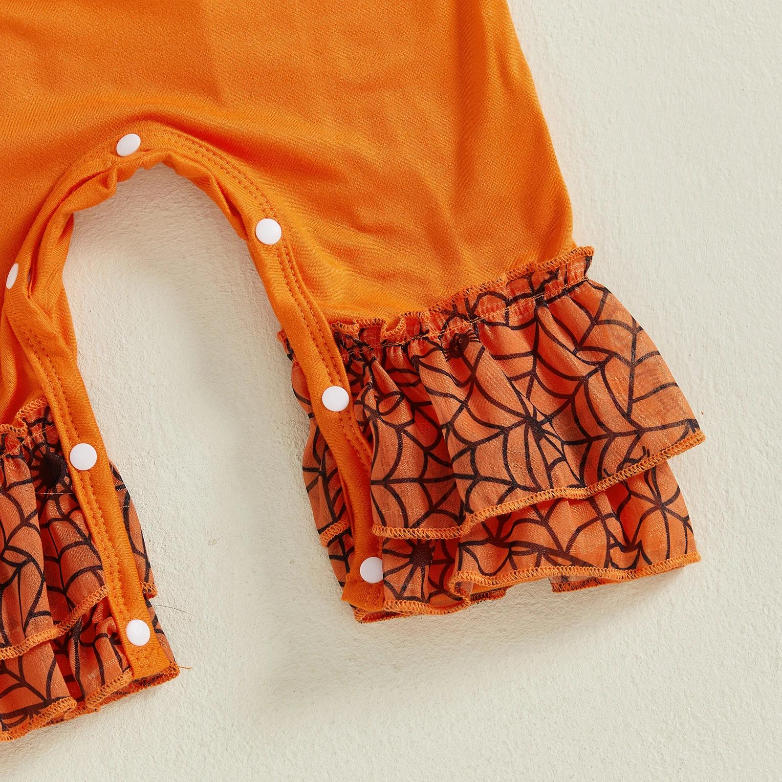 Baby Girl Halloween Ghost Romper with Fly Sleeves and Embroidery - Image 6