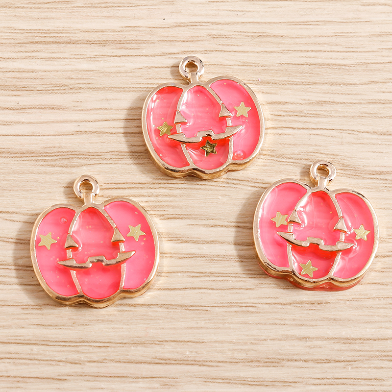 10pcs Enamel Halloween Pumpkin Charms Pendants for DIY Jewelry Crafts - Image 3