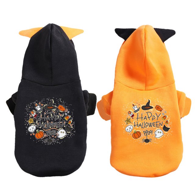 Halloween Pet Hoodie with Cartoon Print for Dogs and Cats
