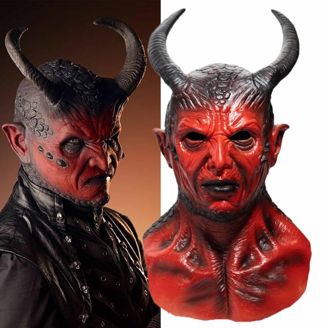 Horror Devil Latex Mask - Spooky Demon Hellfire Beast Costume for Halloween & Cosplay