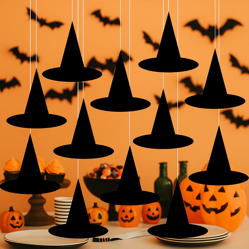 12pcs DIY Halloween Hanging Witch Hat Decorations - Image 2