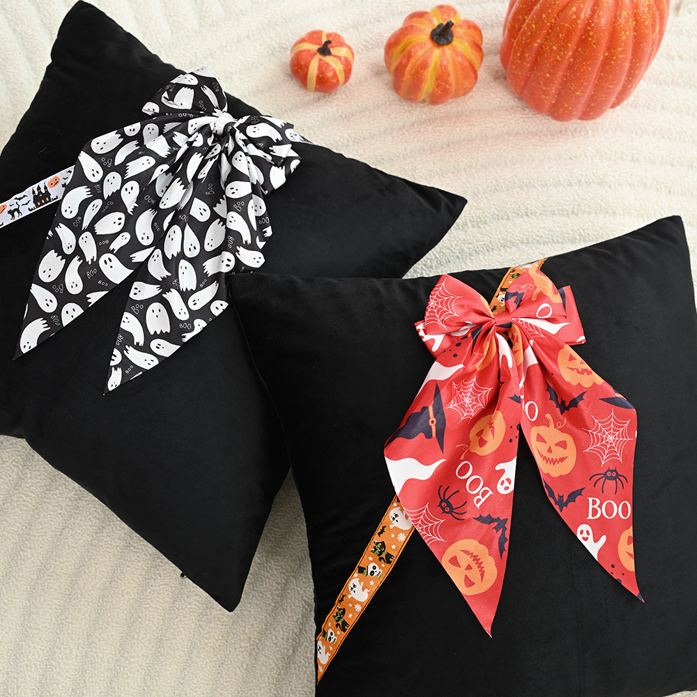 Halloween Day of The Dead Lace Pillow Cover 18x18 Inch Pumpkin Bat Decor - Image 4