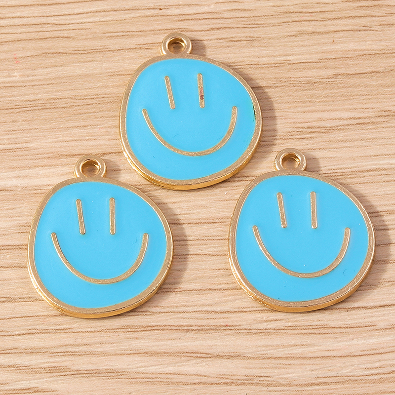 10pcs Colorful Enamel Smile Face Charms for DIY Jewelry Making - Image 2