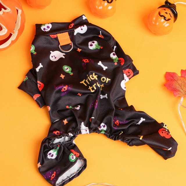 Halloween Black Puppy Jumpsuit – Cozy Anti-Shedding Dog Outfit