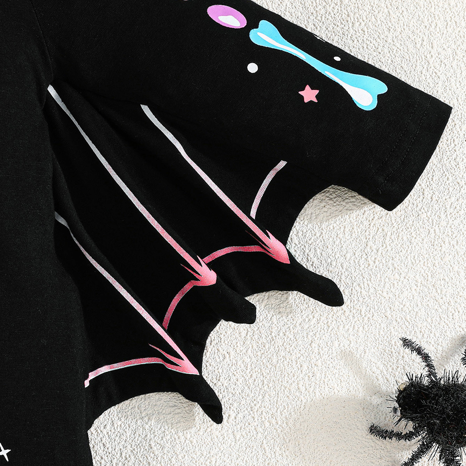 Toddler Baby Bat Halloween Skeleton Printed Jumpsuit with Hat - Image 5
