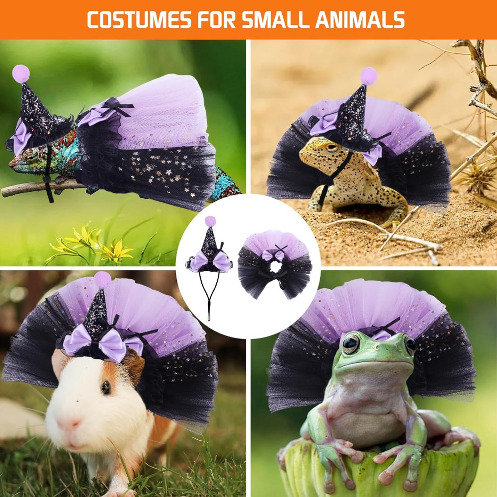 Small Pet Witch Costume Set with Hat and Tutu Skirt for Lizards, Guinea Pigs, Bunnies & Ferrets - Image 4