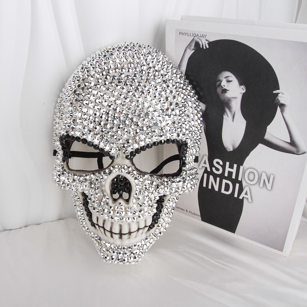 Shiny Skull Rhinestone Masquerade Mask for Halloween & Cosplay - Image 3