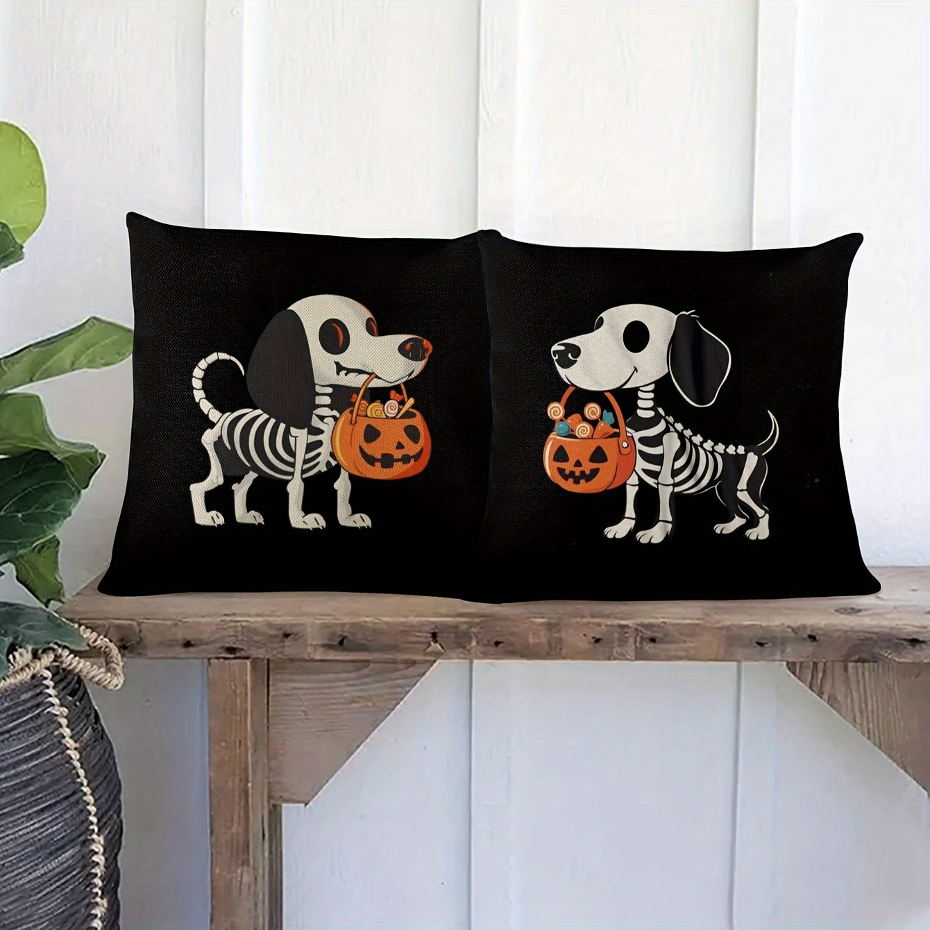Halloween Skull Dog Pillowcase - Image 3